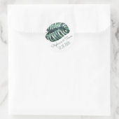 Sticker Rond Monstera Tropical Palm Leaf Mariage Date (Sac)