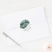 Sticker Rond Monstera Tropical Palm Leaf Mariage Date (Enveloppe)
