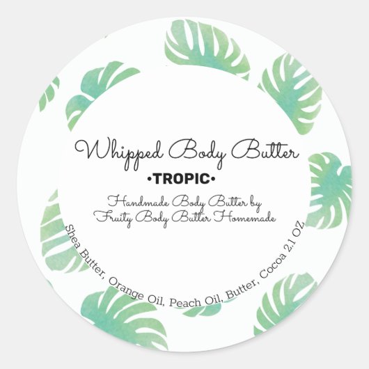 Sticker Rond Monstera Whip Corps Beurre Bain marque emballage (Devant)