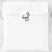 Sticker Rond monstre d'alien d'ordinateur stupide violet (Sac)