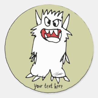 Sticker Rond Monstre de bande dessinée personnalisé autour des