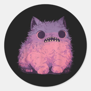 Sticker Rond Monstre de chat graphique Kawaii Pastel Goth Anime