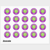 Sticker Rond Monstre de furie mignonne violet (Feuille)