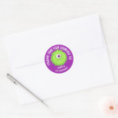 Sticker Rond Monstre de furie mignonne violet (Enveloppe)