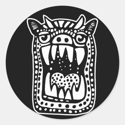Sticker Rond Monstre d'horreur - Noir (Devant)