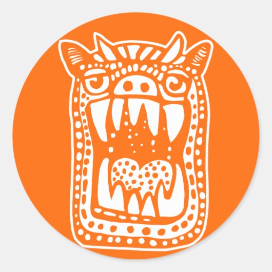 Sticker Rond Monstre d'horreur - Orange (Devant)