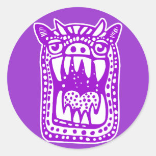 Sticker Rond Monstre d'horreur - violet