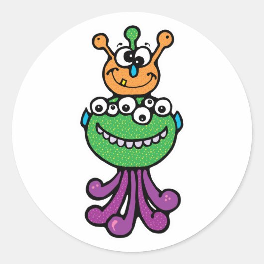 Sticker Rond monstre drôle (Devant)