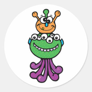 Sticker Rond monstre drôle