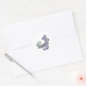 Sticker Rond monstre extraterrestre d'ordinateur violet idiot (Enveloppe)