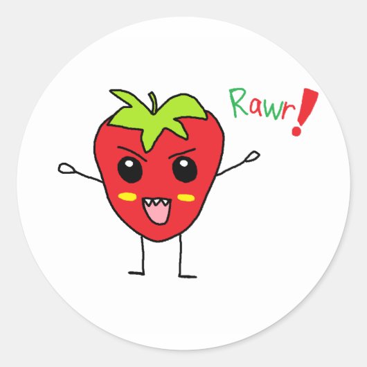 Sticker Rond Monstre fraise (Devant)
