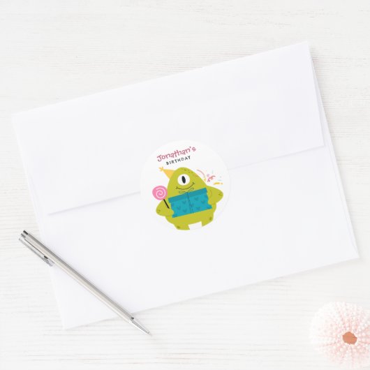 Sticker Rond Monstre mignon (Enveloppe)