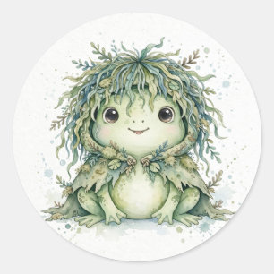 Sticker Rond Monstre mignon du marais grenouille