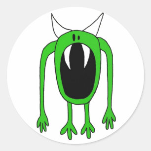 Sticker Rond Monstre vert