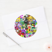 Sticker Rond Monstres caractères mignons Motif d'Halloween (Enveloppe)