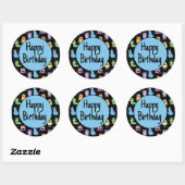 Sticker Rond Monstres mignons colorés (Feuille)