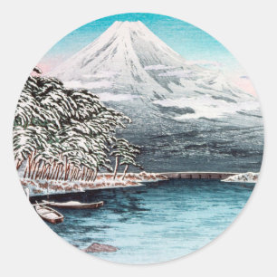 Sticker Rond Mont Fuji de Tagonoura, Hiroaki de neige Takahashi