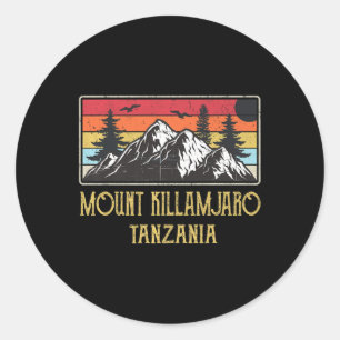 Sticker Rond Mont Kilimandjaro Tanzanie Escalade rétro Vintage