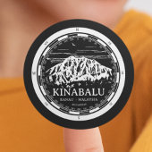 Sticker Rond Mont Kinabalu - Ranau Malaisie Sabah Illustration