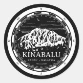 Sticker Rond Mont Kinabalu - Ranau Malaisie Sabah Illustration (Devant)