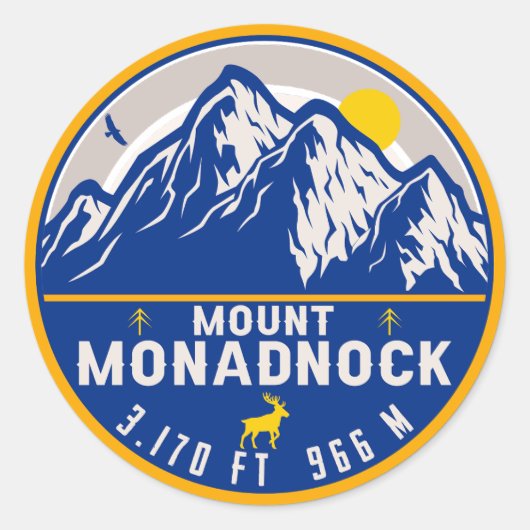 Sticker Rond Mont Monadnock New Hampshire Souvenirs Vintages (Devant)