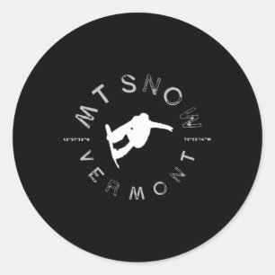 Sticker Rond Mont Snow Vermont Graphisme Vintage Snowboard T Sh