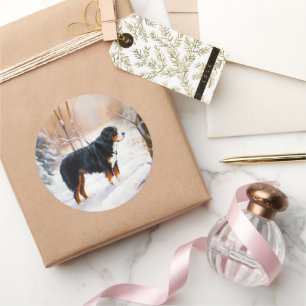 Sticker Rond Montagne Bernaise Laisser neiger Noël