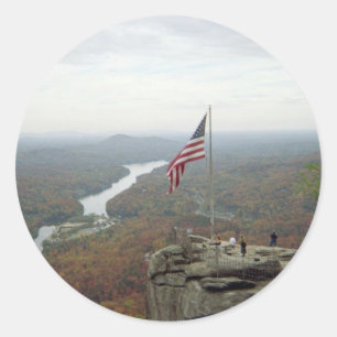Sticker Rond Montagne de Chimney Rock