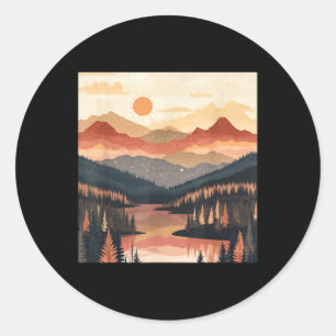 Sticker Rond Montagne du lever du soleil Nature Randonnée Campi