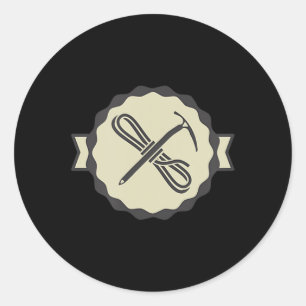 Sticker Rond MONTAGNE ICE ESCALADE ICON Ice Wall Rock Climber