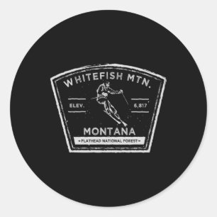 Sticker Rond Montagne Whitefish Montana Neige Ski