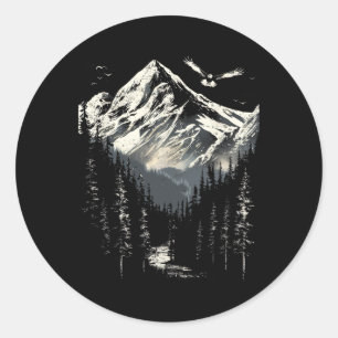 Sticker Rond Montagnes Bald Eagle Pins Montagne Nature