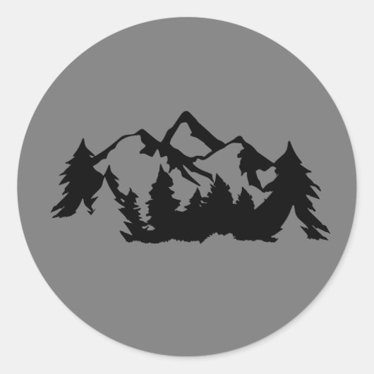 Sticker Rond Montagnes et arbres (Devant)