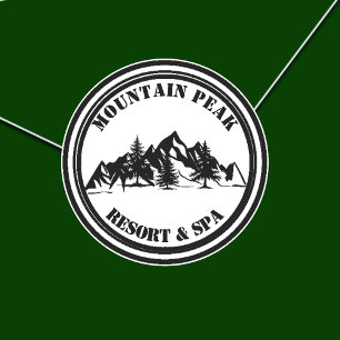Sticker Rond Montagnes et Pins Entreprise