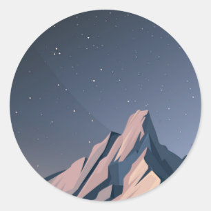 Sticker Rond Montagnes la nuit