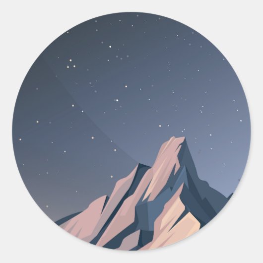 Sticker Rond Montagnes la nuit (Devant)