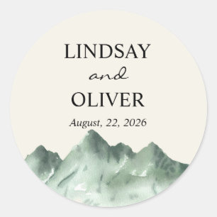 Sticker Rond Montagnes mariages   Rustic Favor