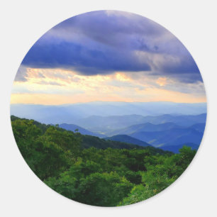 Sticker Rond Montagnes nuageuses Blue Ridge