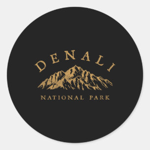 Sticker Rond Montagnes rétro du parc national de Denali vintage