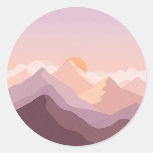 Sticker Rond Montagnes Sunset (Devant)