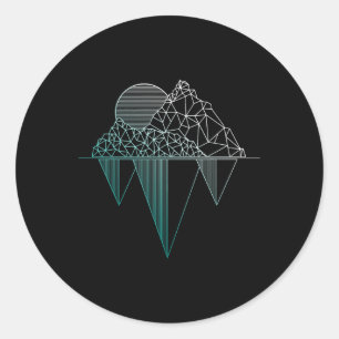 Sticker Rond Montagnes Vintage Randonnée Camping Trekking Escal