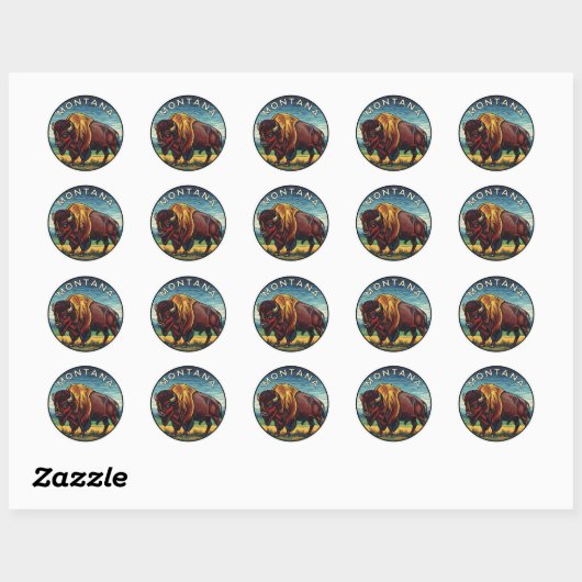 Sticker Rond Montana Bison (Feuille)