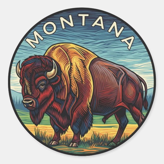 Sticker Rond Montana Bison (Devant)