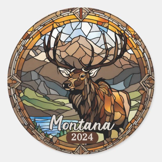 Sticker Rond Montana Elk (Devant)