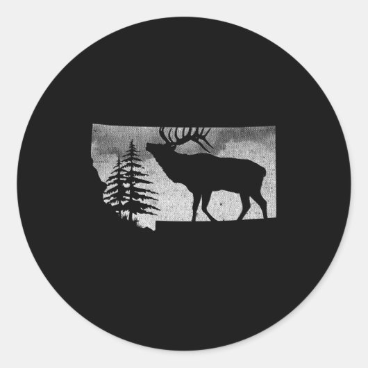 Sticker Rond Montana Elk Hunter (Devant)