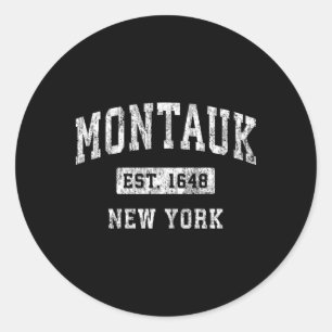 Sticker Rond Montauk New York Ny Sports Établis