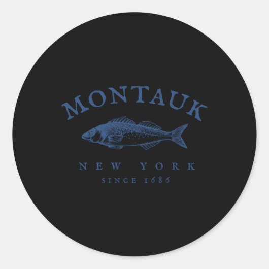 Sticker Rond Montauk New York Pêche (Devant)