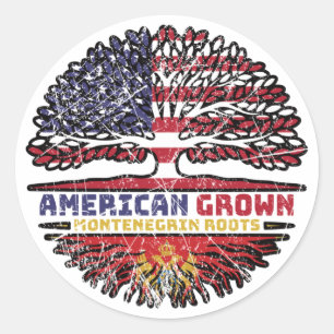 Sticker Rond Monténégro American USA Tree Roots