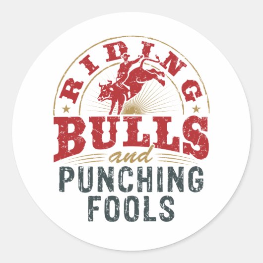 Sticker Rond Monter des taureaux et Punching des Fools (Devant)