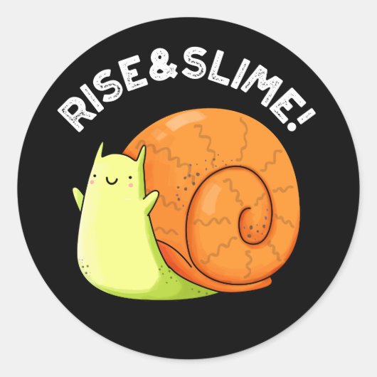 Sticker Rond Monter Et Slime Funky Snail Pun Dark BG (Devant)